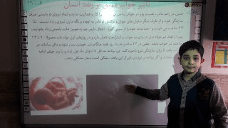 : کنفرانس آقای رضا پوررحیمی دانش آموز خوب کلاس چهارم درفک با موضوع تاثیر خواب عمیق بر رشد انسان 