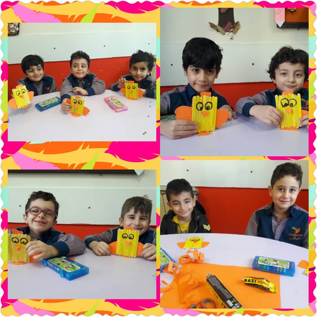 نوگلان خلاق خزر با چوب بستنی یک جوجه زیبا ساختند